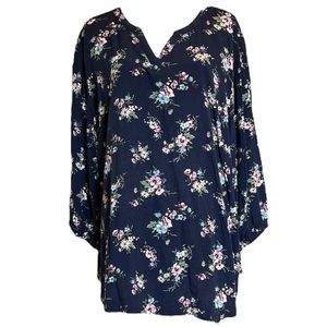 Crofts & Barrow navy blue floral print tunic   EC. size 3X